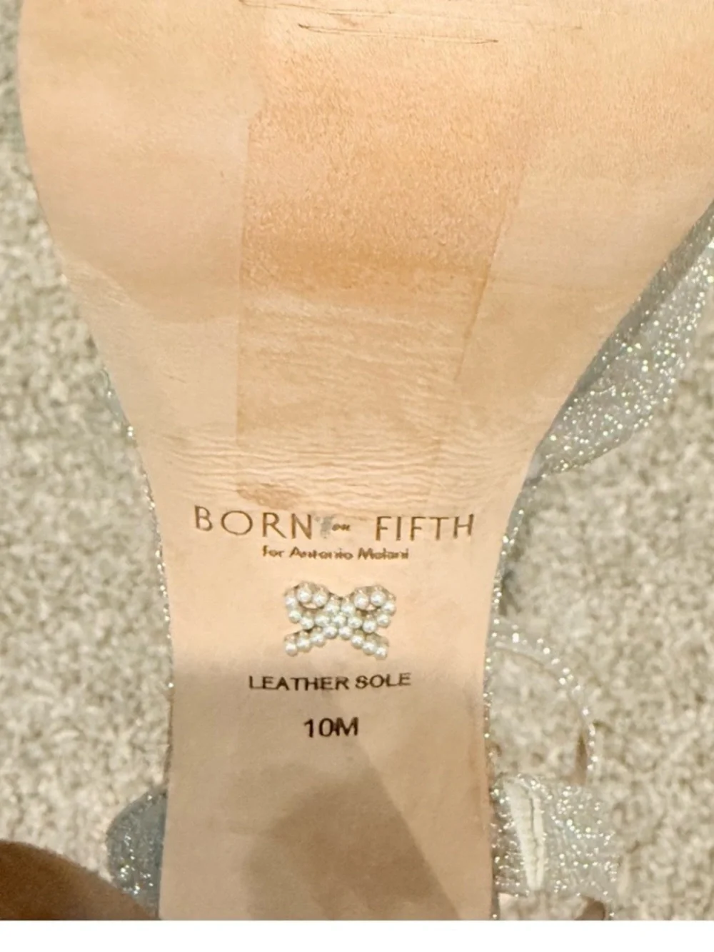 Antonio Melani x Born On Fifth Liv Silver Glitter Platform Block Heels 10